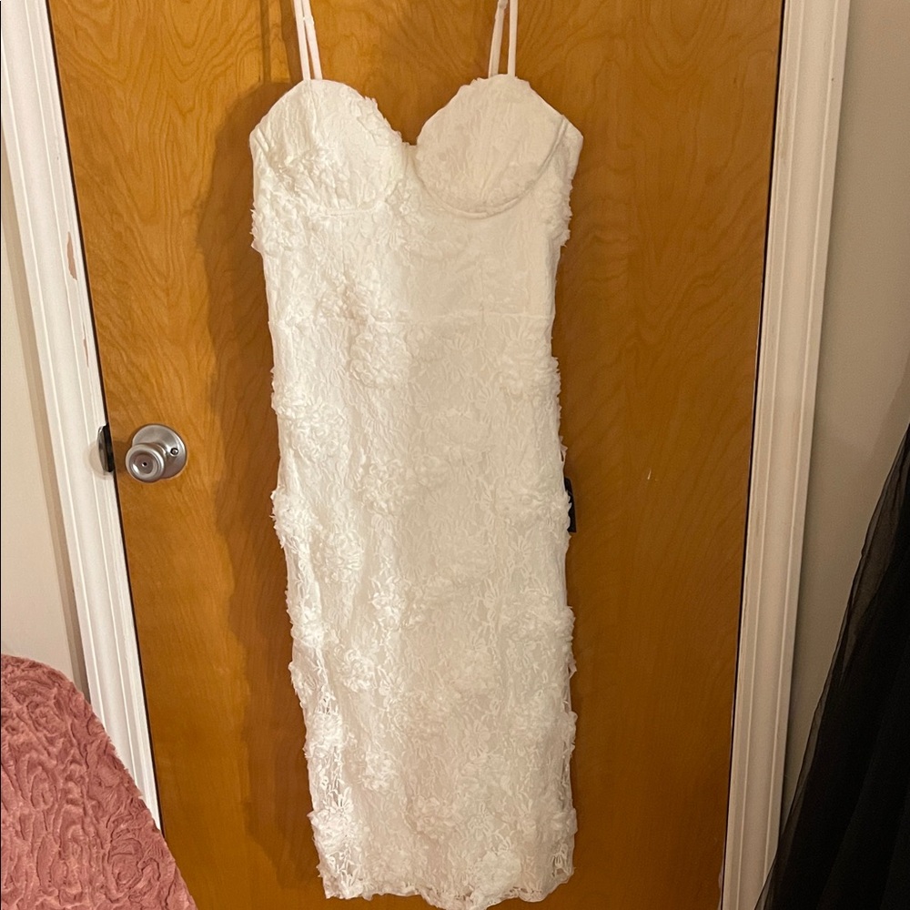 Lulu's White Lace Midi Dress